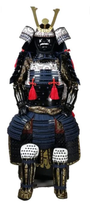 O56 Odoshi dark blue laces Wearable Japanese Armor Suit Rustung Samurai iron