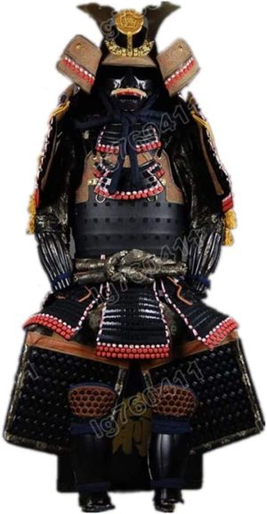 High Class Collected Wearable Japanese Rustung Samurai Armor Suit Black Leather Black Laces H14