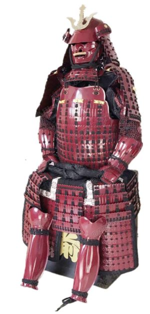Wearable Japanese Armor Suit Rustung Samurai Iron Kiritsuke Iyo-Zane Yoroi Red O39