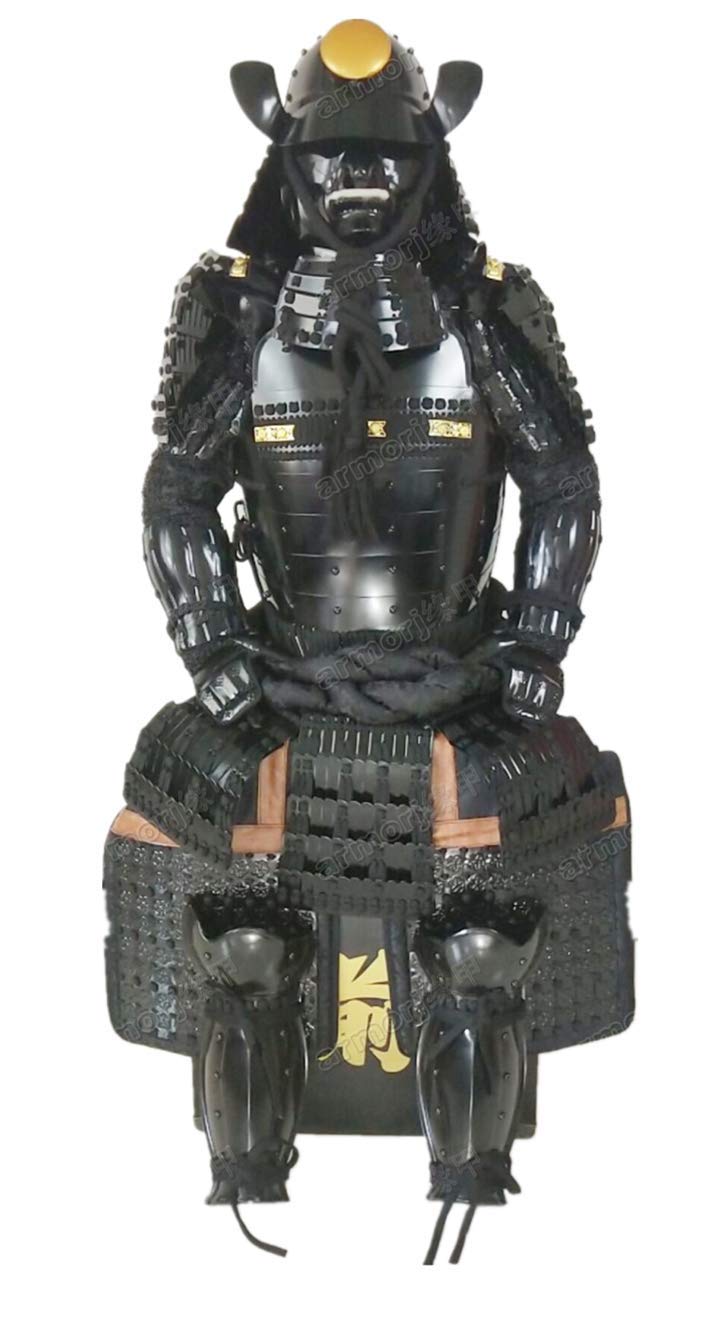 Wearable Japanese Armor Suit Rustung Samurai Iron Sun Black O038