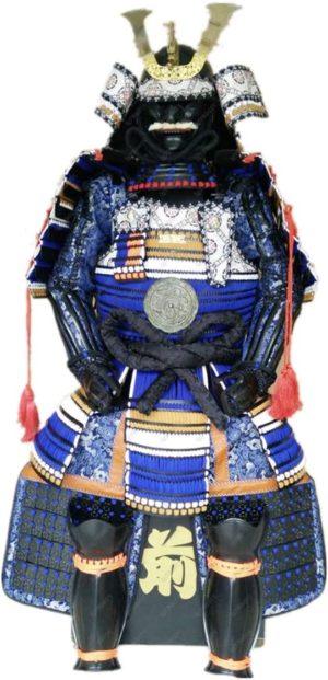 Wearable Japanese Armor Suit Rustung Samurai Iron Black Blue Laces Dragon O23