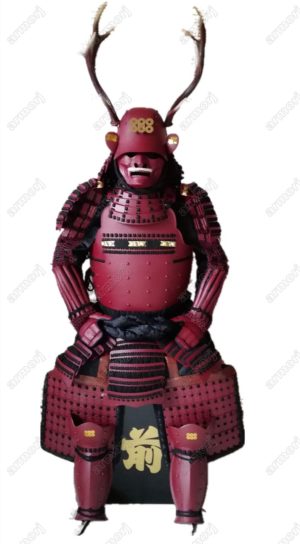 Japanese Wearable Rustung Samurai Armor Sanada Yukimura Deer Horns Red O50