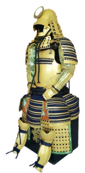 Wearable Japanese Armor Suit Rustung Samurai Iron TOKUGAWA IEYASU Golden O16