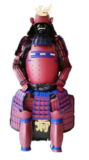 Wearable Japanese Armor Suit Rustung Samurai Iron Red Phoenix Blue Laces O41