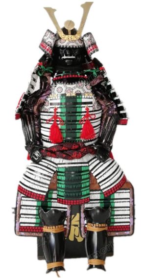 Wearable Japanese Armor Suit Rustung Samurai Iron Silk White Green 027